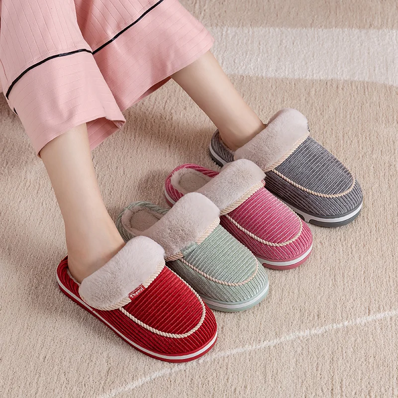 Женские зимние тапочки Удобная теплая обувь плюшевые замшевые милые