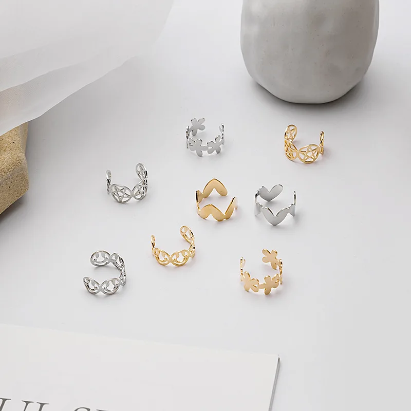 Женское кольцо с пятиконечной звездой элегантное регулируемое перфорацией в