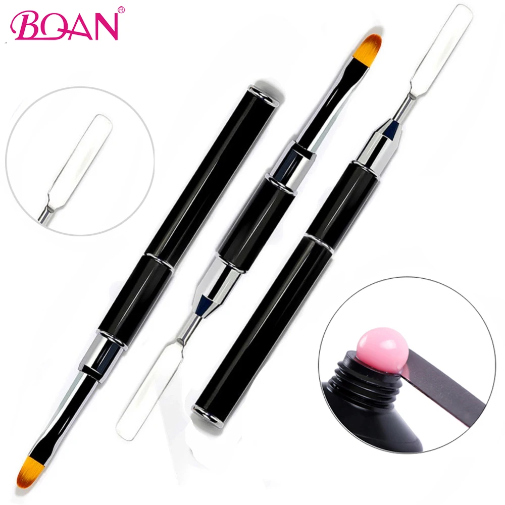 

BQAN, двусторонняя кисть для дизайна ногтей, шпатель, полимерная ручка для геля, удлинитель, акриловый стержень, аксессуары для маникюра, 1 шт.