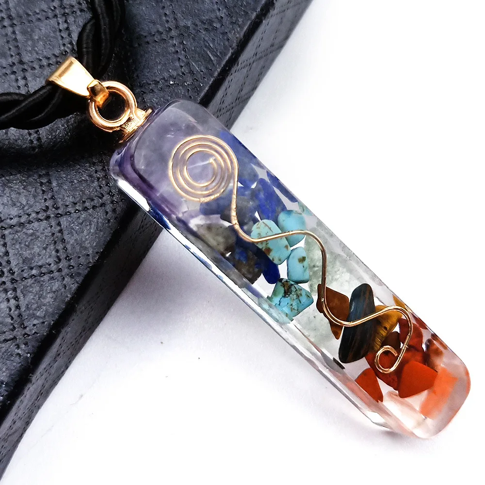 QIMOSHI 7 Chakra Crystal Pendant Necklace Chakela Orgone Healing Spiral Balancing Protection | Gems  Jewelry Women Men