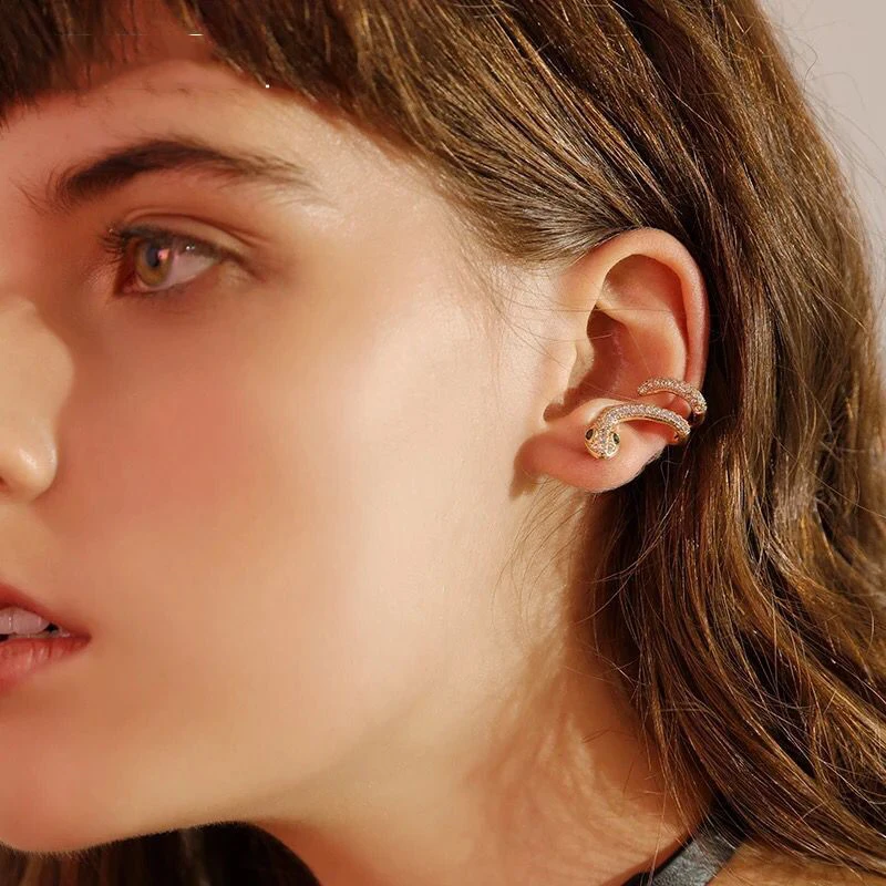 2019 NEW arrived crystal Snake Ear cuff Clip on Earrings for women cute girls gifts fashion zircon Exaggerated earrings jewery | Украшения