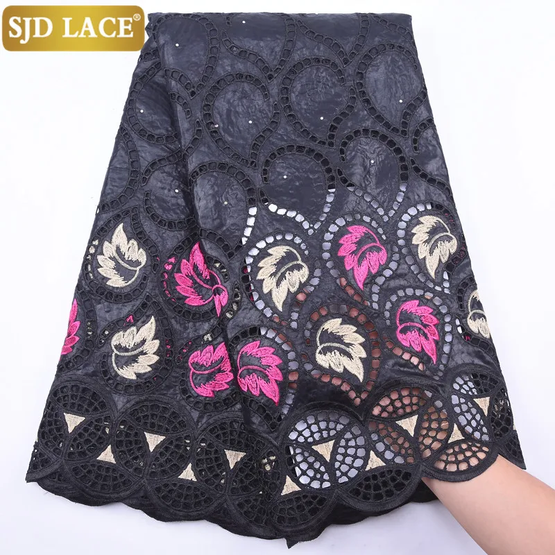 SJD кружевная африканская ткань ручной работы с камнями Bazin богатые Кружева