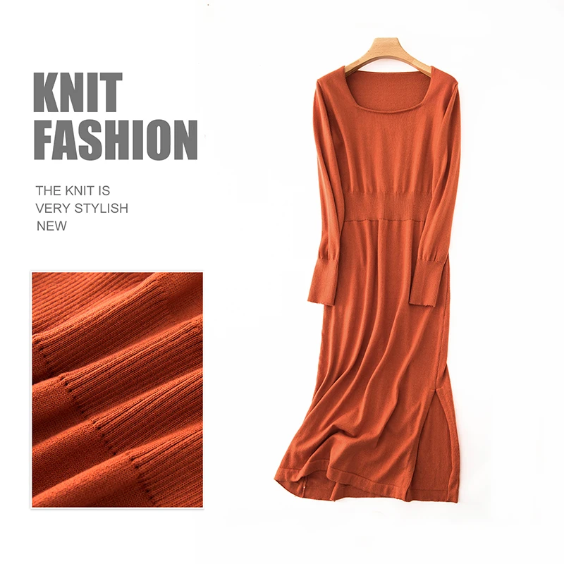 Высококачественное кашемировое вязаное женское платье-свитер женские