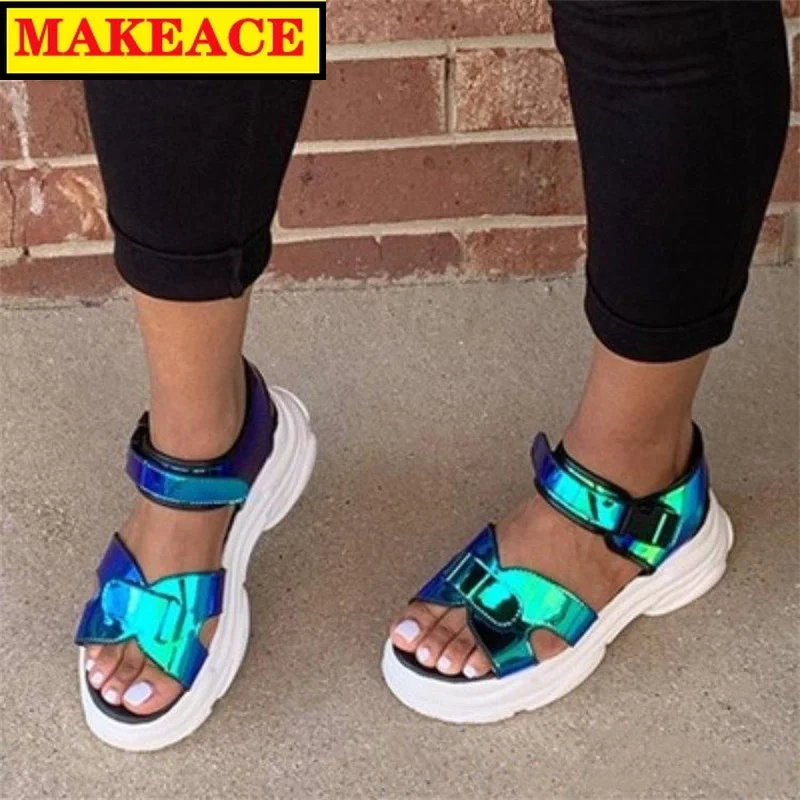 Сандалии женские спортивные на толстой подошве удобные Босоножки с открытым