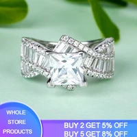 yanhui luxury 3 0ct big square cubic zirconia ring original 925 sterling silver fine jewelry fashion rings for women r080