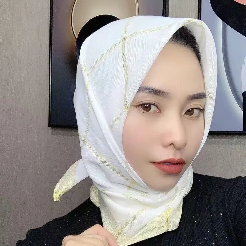 

Muslim girl 2021 cheap square size 90cm hijab grid scarves