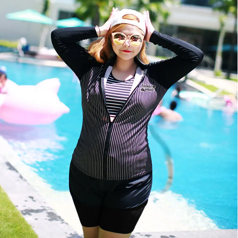 Женский костюм размера плюс из 5 предметов купальник с длинным рукавом Rashguard UPF 50 +