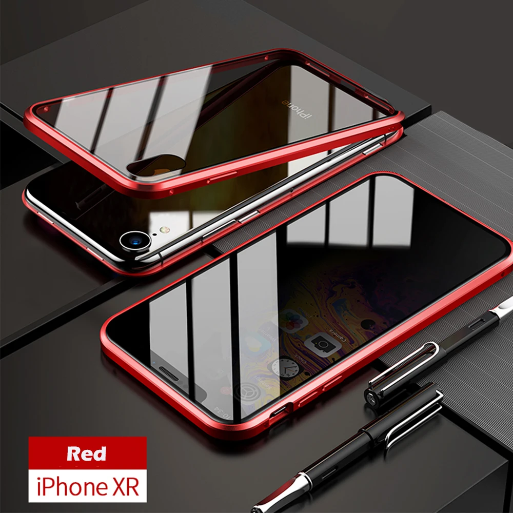 for iPhoneXR Двухсторонний чехол из закаленного стекла, Роскошный прозрачный чехол для телефона с открытым магнитом для 7 8 Plus 7Plus 8 Plus X XS MAX XR, чехол для телефона - Цвет: for iPhoneXR