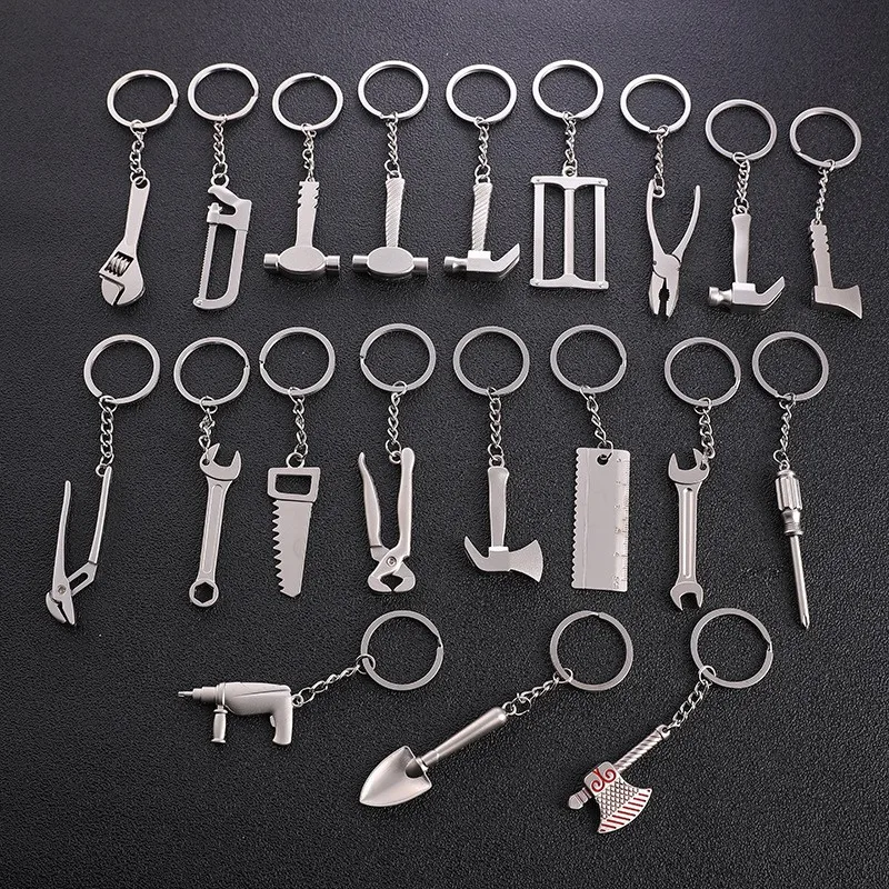 

Cute Mini Keychains Hand Tools Hardware Car Key Ring Chain 3D Keyfob Creative Fashion Keychain Keyring For Men Special Gifts
