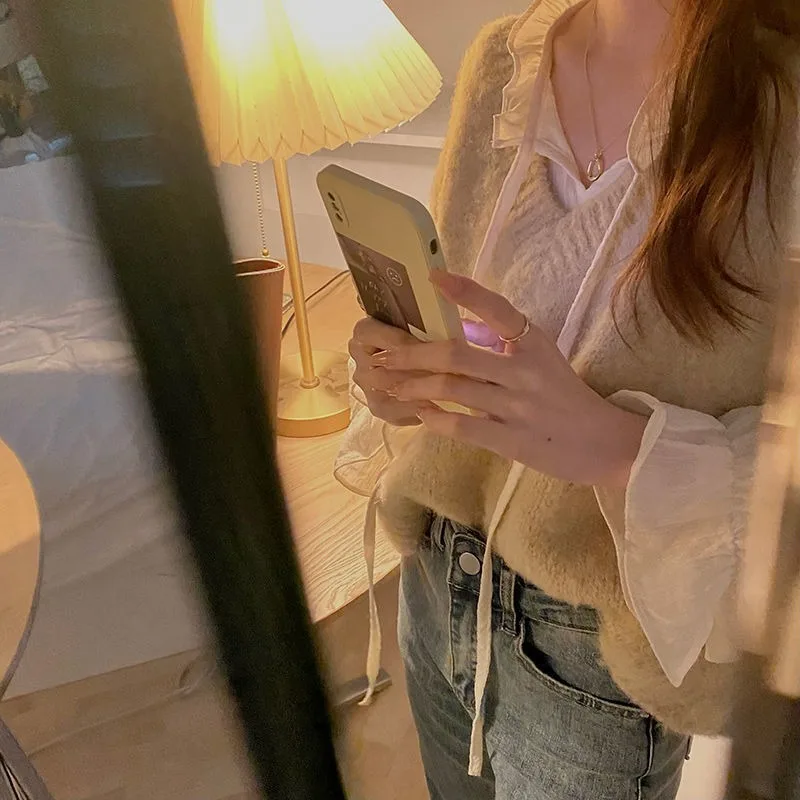 

Shirts Women Mujer De Moda Pure Color Korean Style Loose Cozy All-match Female Fashion Long Sleeve Ruffles Casual Hipster Simple