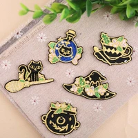 50pcslot embroidery patches flowers coffee cat backpack clothing decoration accessories diy iron heat transfer applique