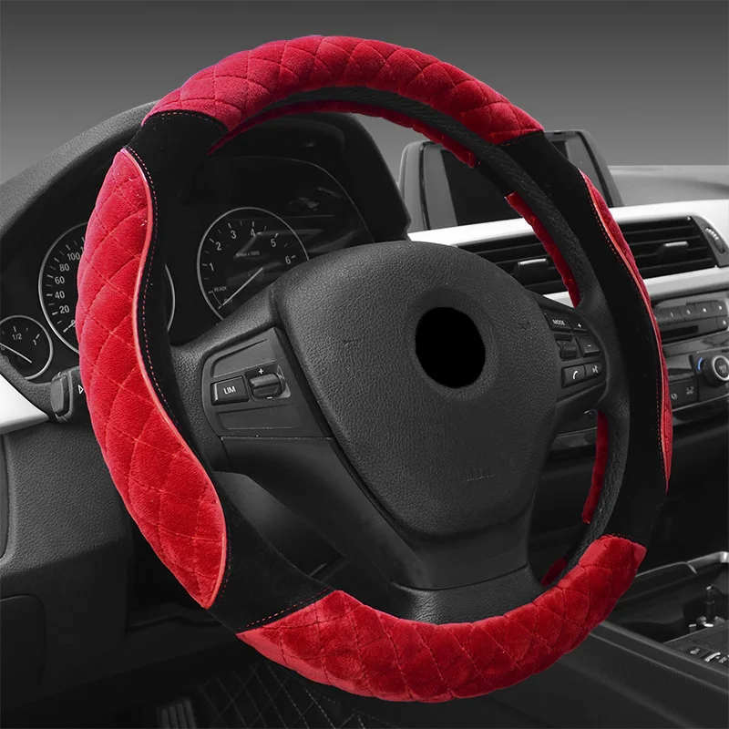 15 дюймов Зимний короткий плюшевый чехол на руль автомобиля универсальный теплый