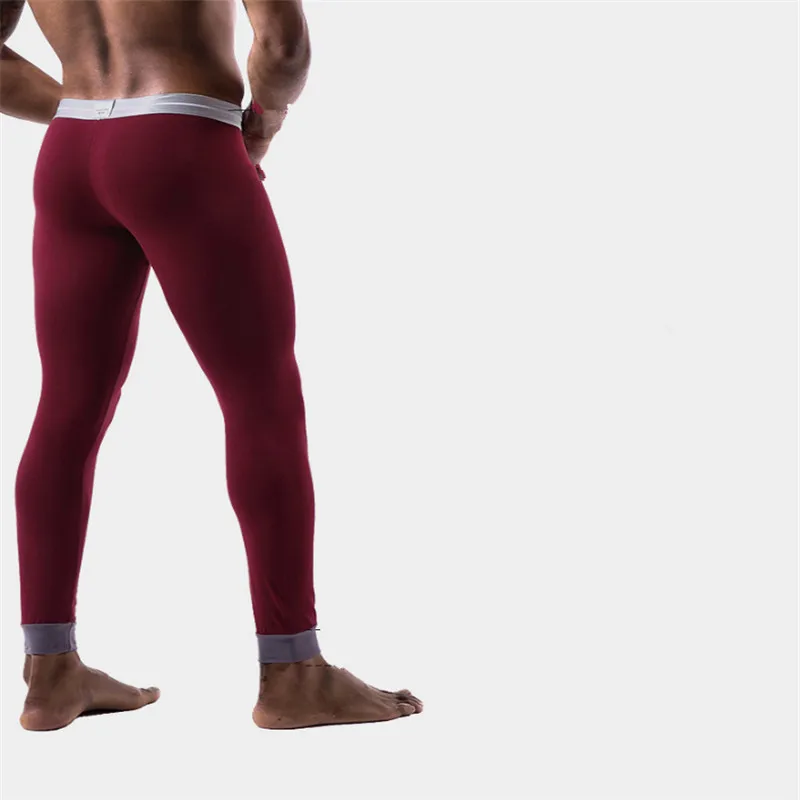 

All-Match Men's Light and Warm Underwear Sets V Neck Bottoming Suits Male High Elastic Solid Color Tops & Silver Waistband Pants