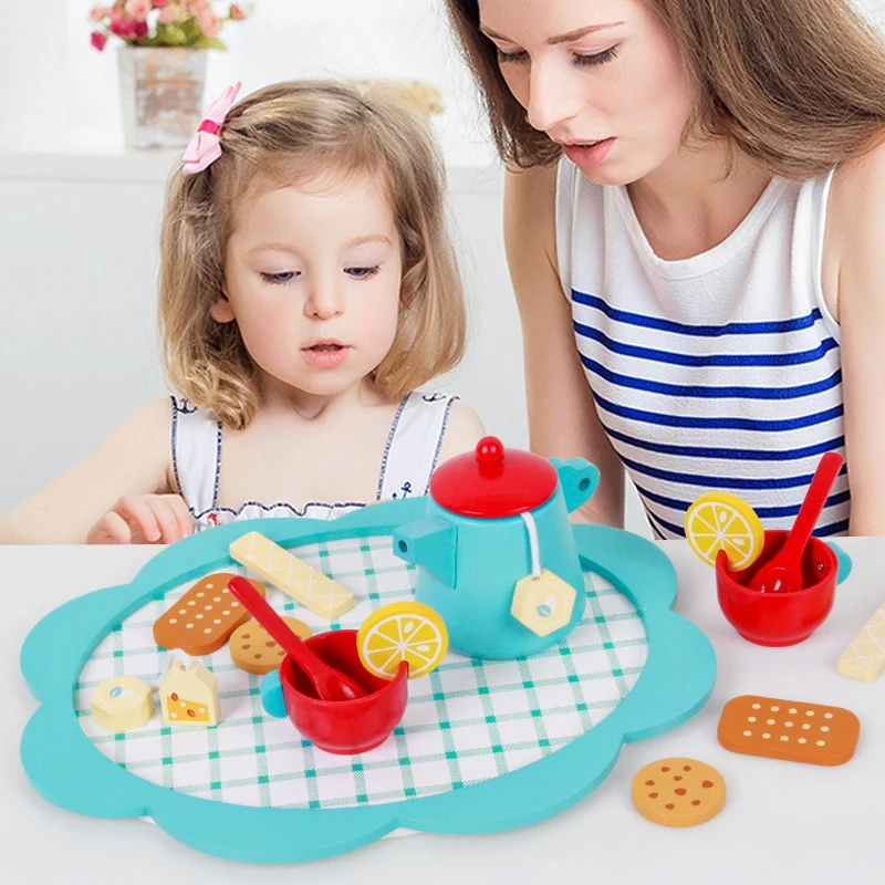 

Baby Afternoon Tea Set Pretend Play Simulation Wooden Kitchen Toys Tea Party Role Play Girls Kitchen Tools Playset