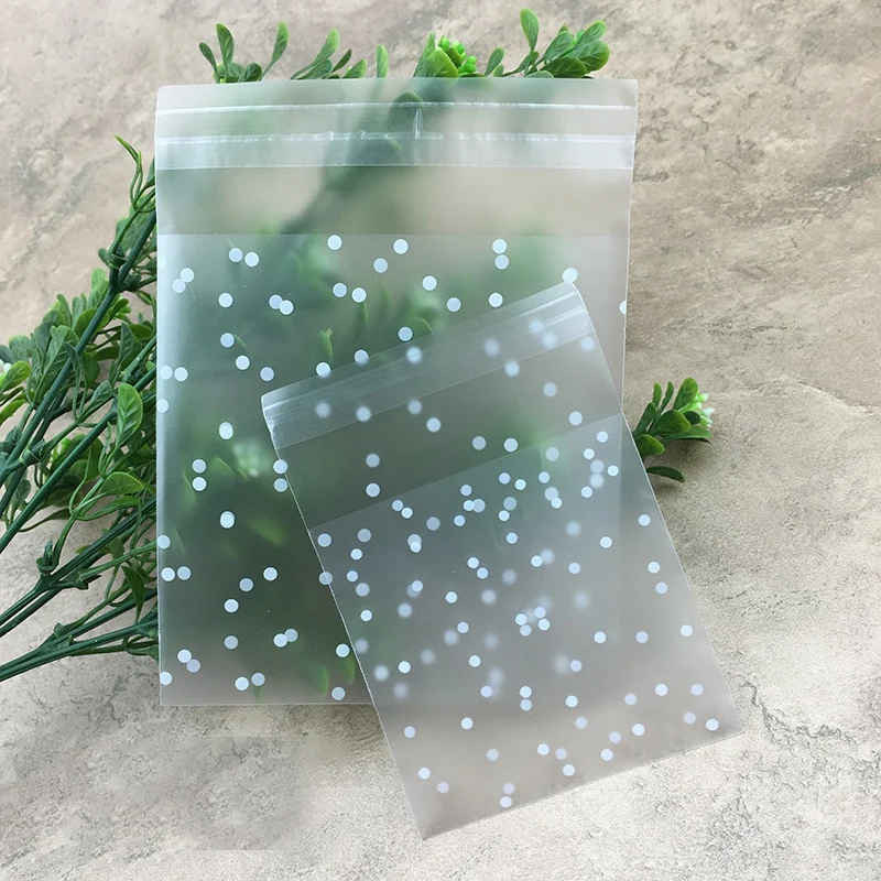 

200Pcs Frosted Cute Dots Plastic Pack Candy Cookie Soap Packaging Bags Cupcake Wrapper Self Adhesive Sample Gift Bag