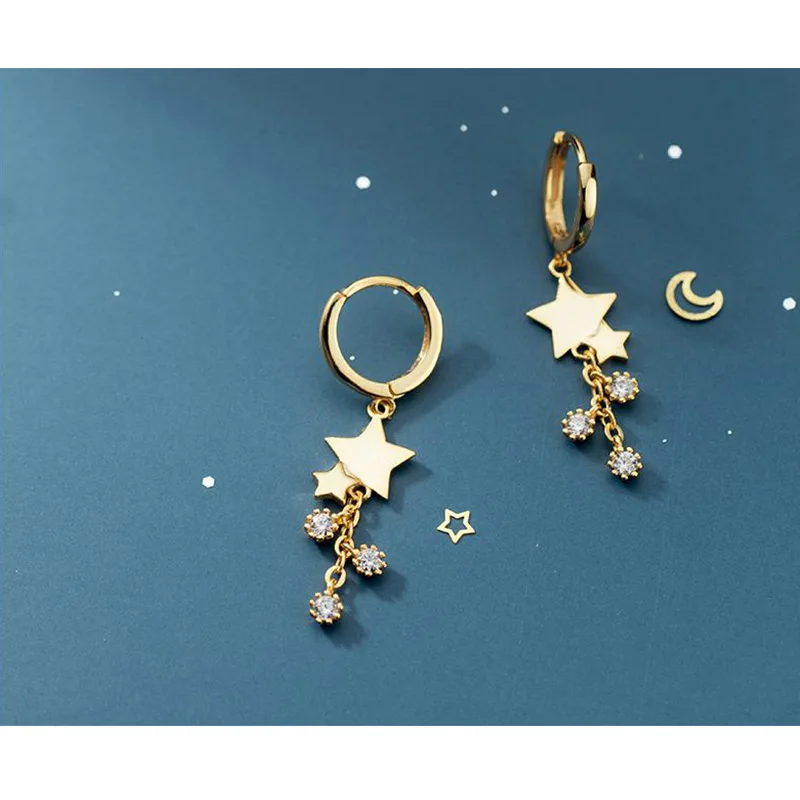 Женские длинные серьги-кольца из серебра 925 пробы с фианитами | Украшения и