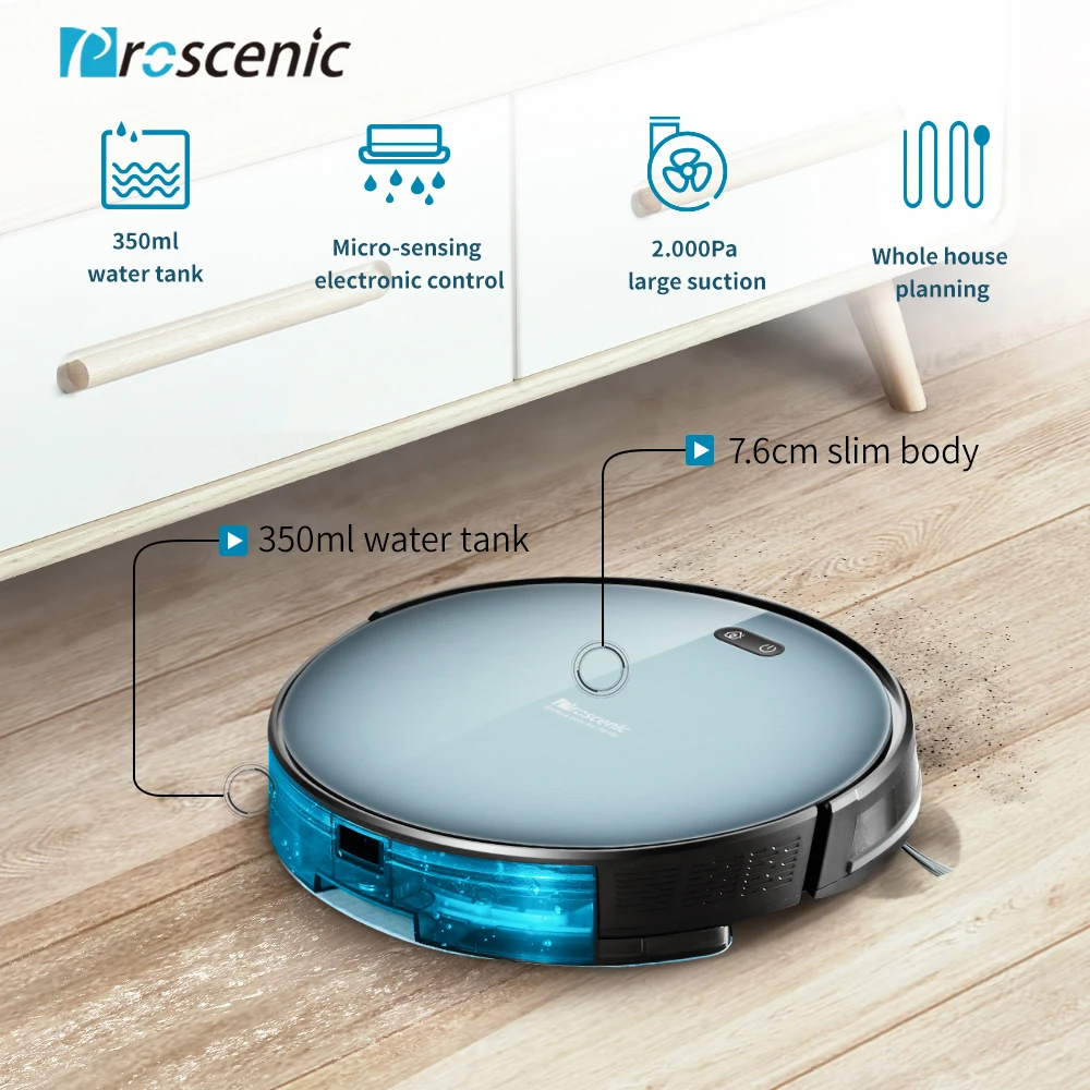 Робот пылесос Proscenic 820 T Wi Fi и Alexa 3 в 1 робот Мощный 2000PA ковер пол|Пылесосы| |