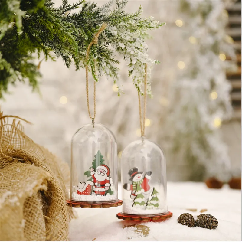 

Santa Claus Transparent Cover Christmas Ornaments Creative Pendants Home Decor Xmas Tree Hang Pendant Navidad Christmas Gift