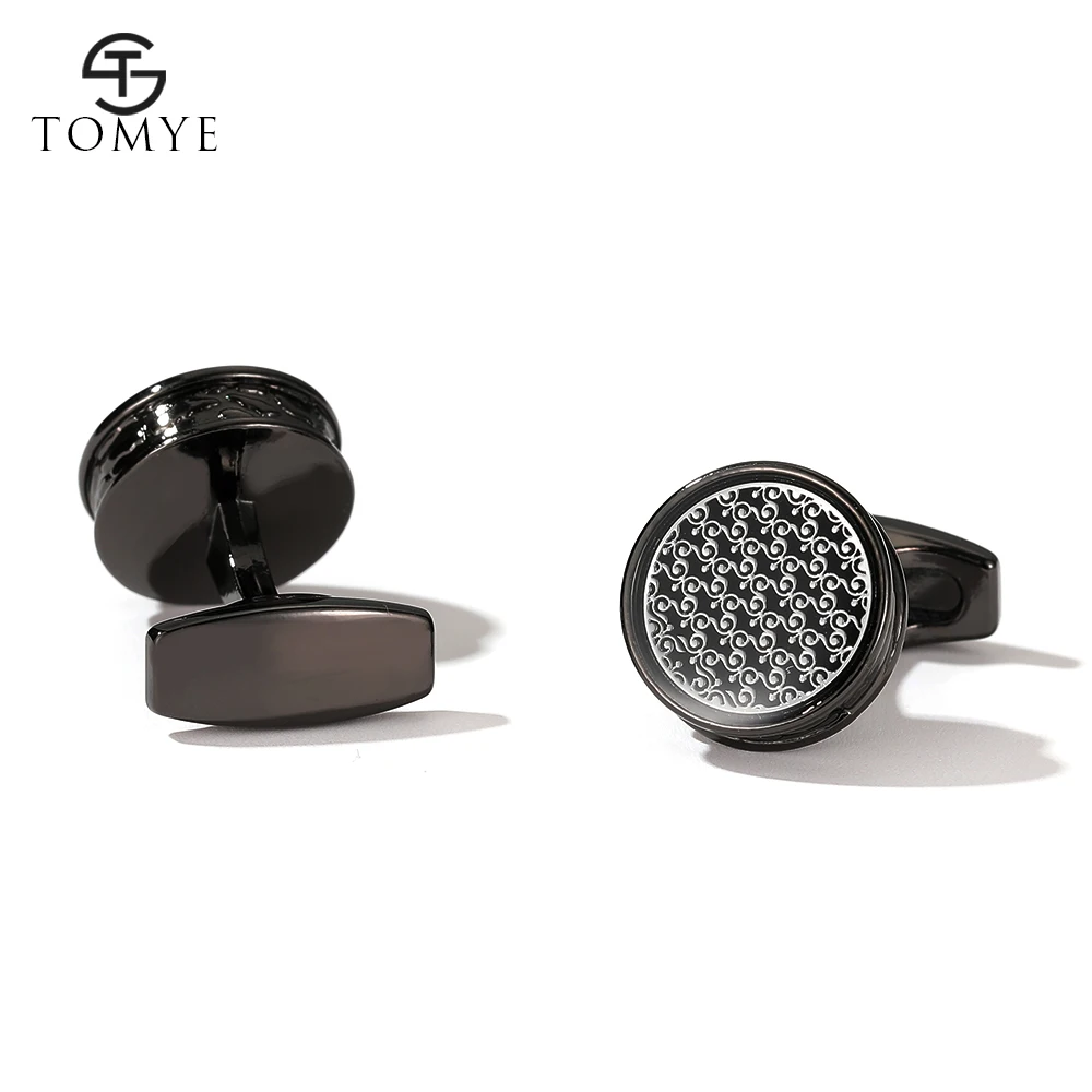 Запонки для мужчин TOMYE XK20S062 высококачественные круглые серые металлические