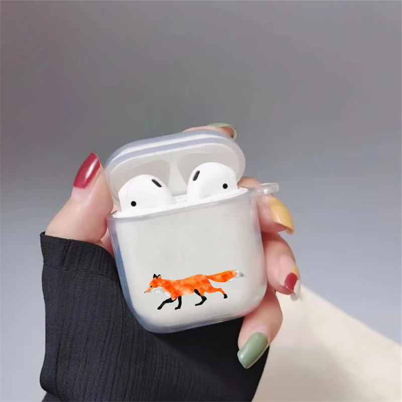 Симпатичный мягкий силиконовый прозрачный чехол с аниме забавным foxs для Apple airpods s