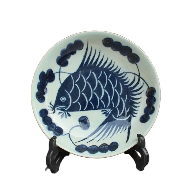 Китайский Старый Фарфор Синие Глазурованные Рыбные Плиты