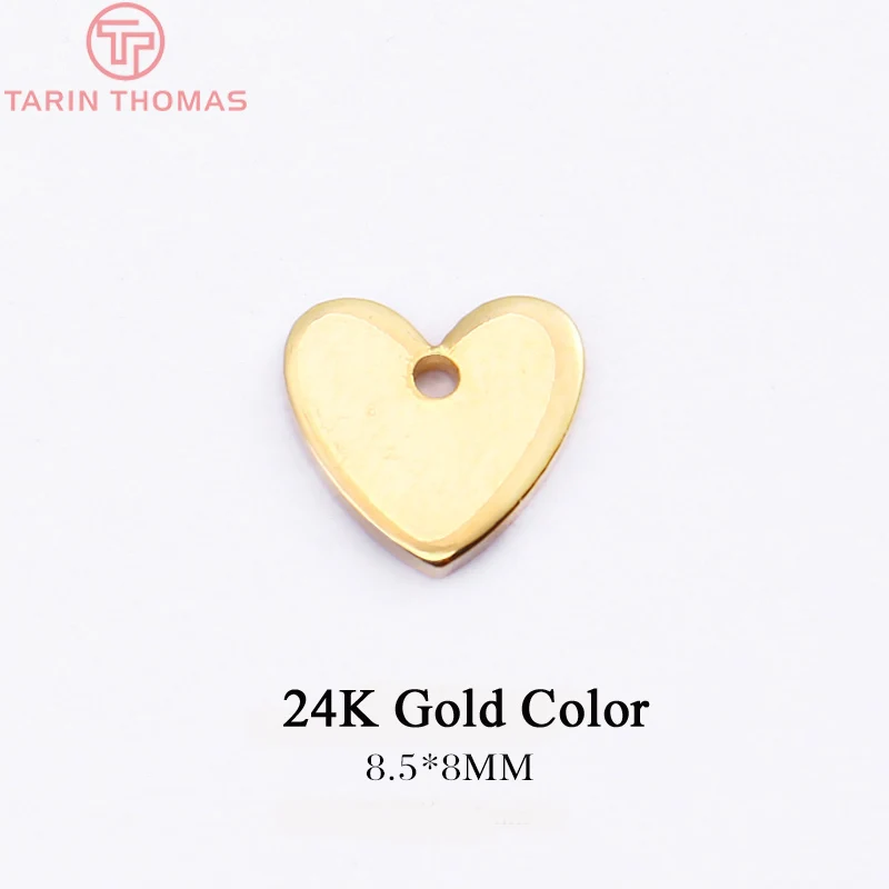 Латунные подвески в форме сердца с отверстием 1 мм 24 кар 20 шт. 839*8 Ювелирная
