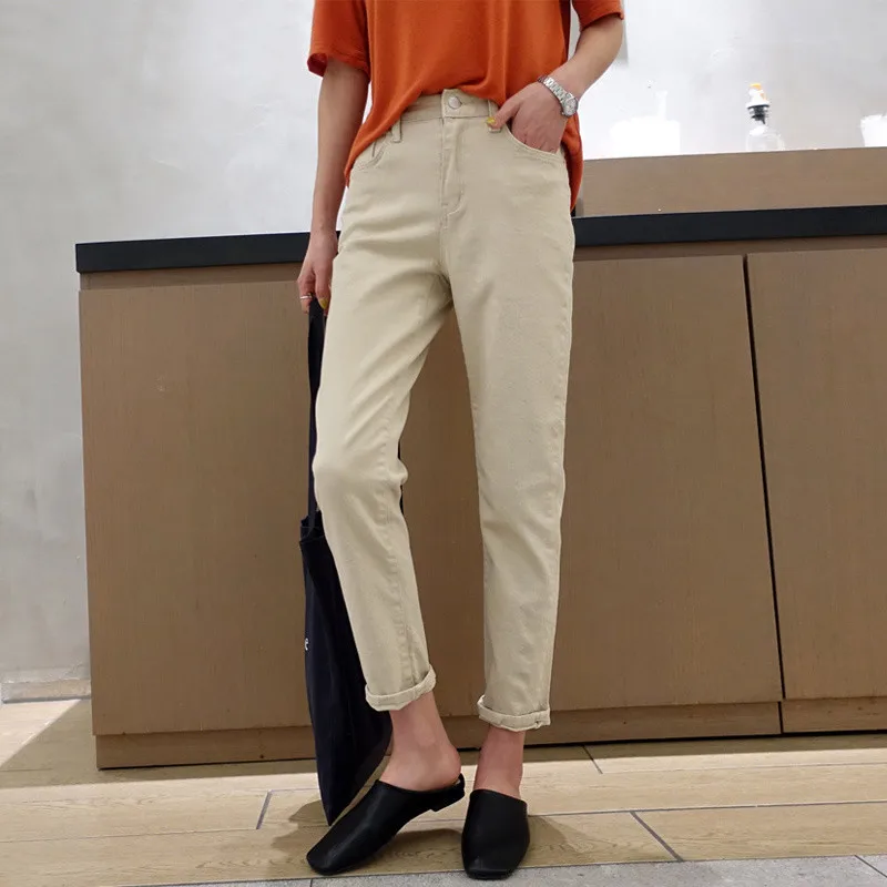 

Mazefeng 2020 Autumn Winter Women Jeans Casual Loose Korean Style High Waist Pants Ladies Ankle-Length Vintage Denim One Size