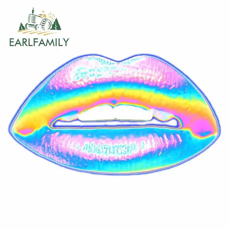 EARLFAMILY 13 см x 7 новые голографические губы мотоциклетная наклейка на бампер