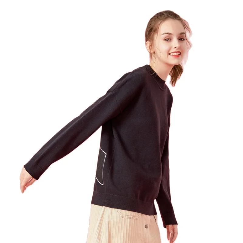 SEMIR Для женщин тонкий вязаный свитер с графической аппликацией сзади якобы