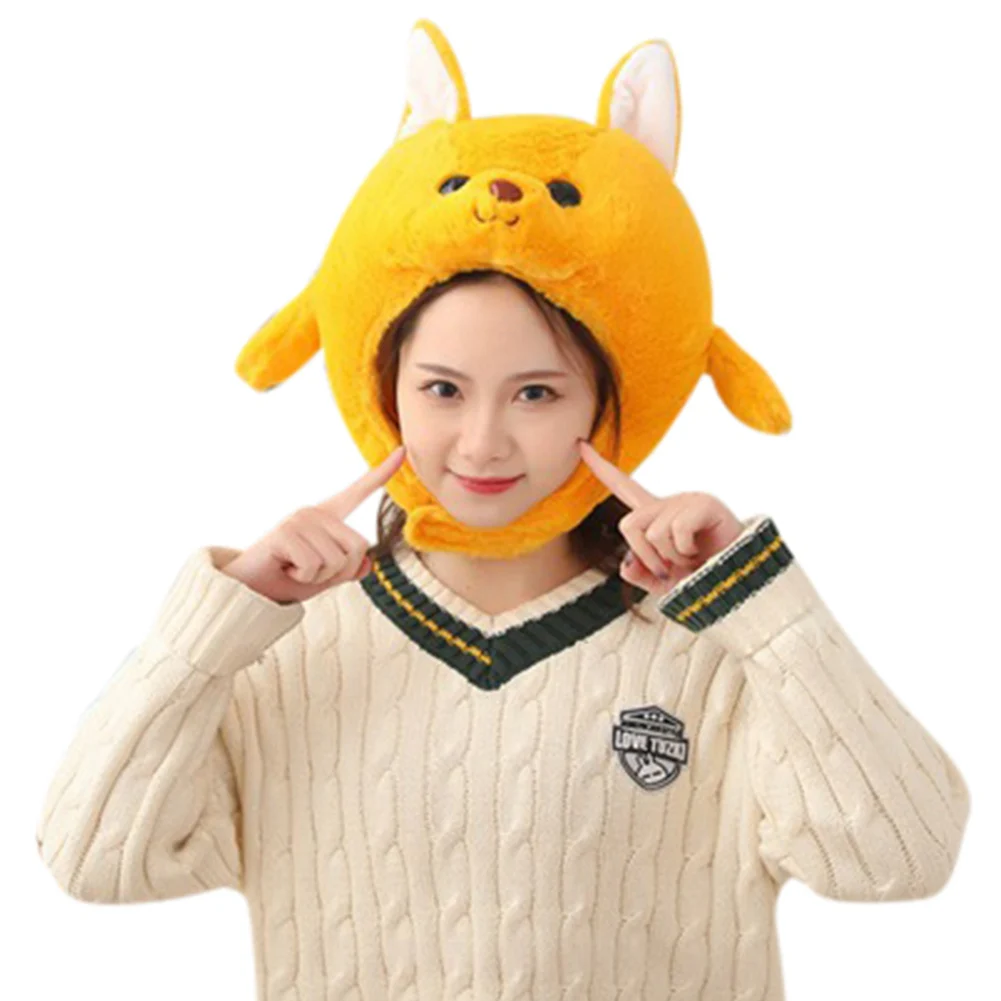 

Anime Cartoon Kangaroo Plush Hat Pillow Funny Animal Stuffed Toys Headgear Warm Earflap Cap Performance Cosplay Party Props