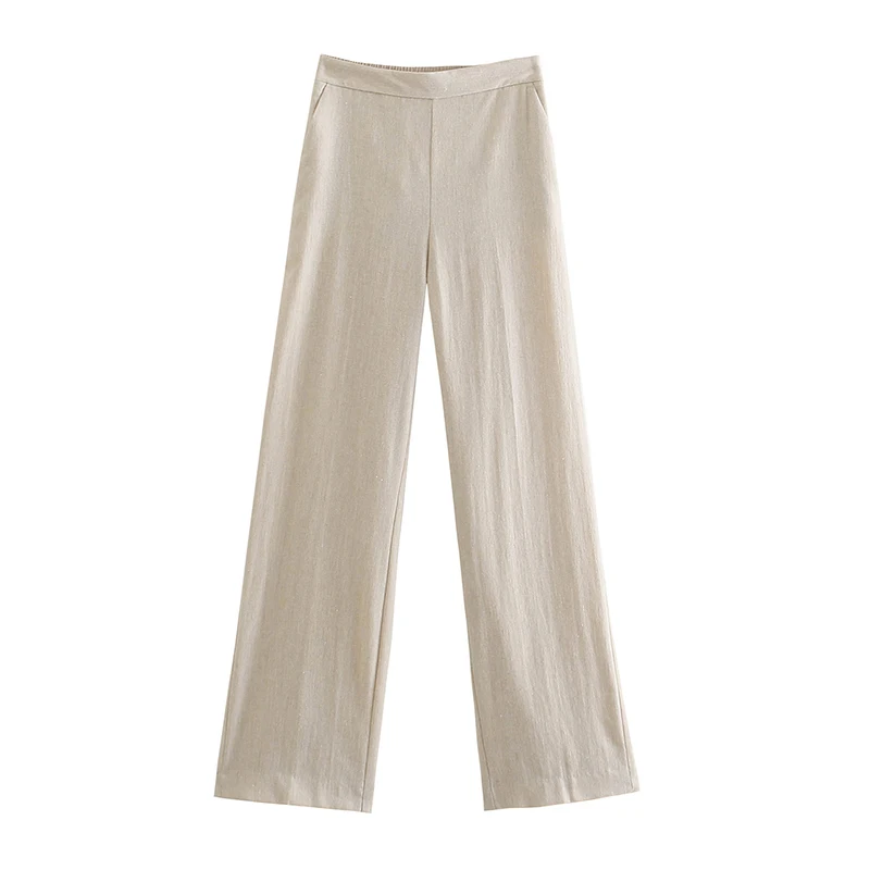 

Women Summer Casual Wide Leg Pants 2021 Solid High waist Full Length Pant Female Elegant Fashion Vacation Pants Trousers