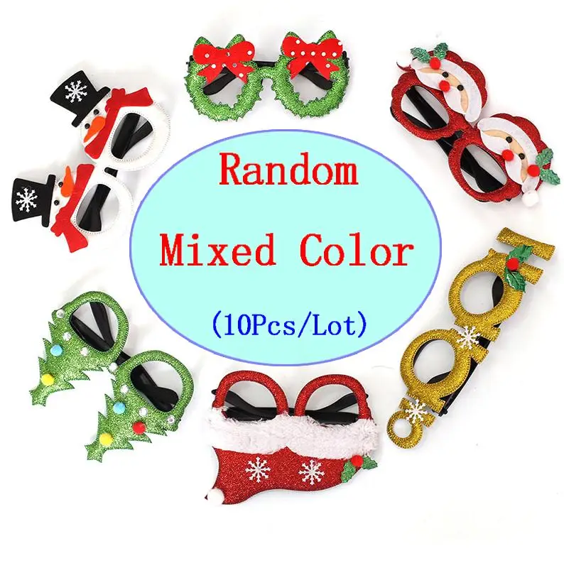Random Mixed Color Забавные рождественские украшения для мужчин t очки для женщин мужчин Косплей очки Рамка Санта Клаус, дерево, венок, снеговик, олень оправы для очков D5 - Цвет оправы: Random Mixed Color