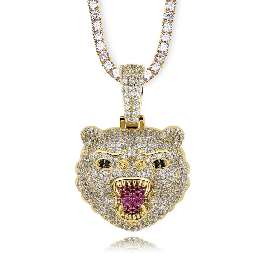 Новая мода хип хоп ювелирные изделия зверь медведь животное все льдом кулон