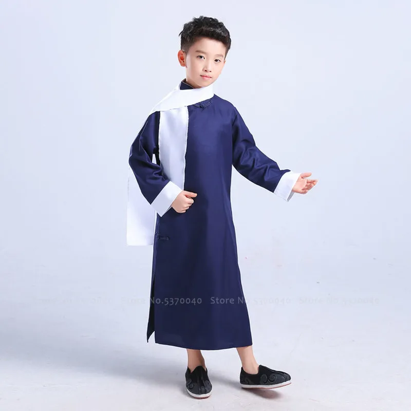 Китайский традиционный новогодний костюм для девочек Hanfu Wu Tang длинный халат