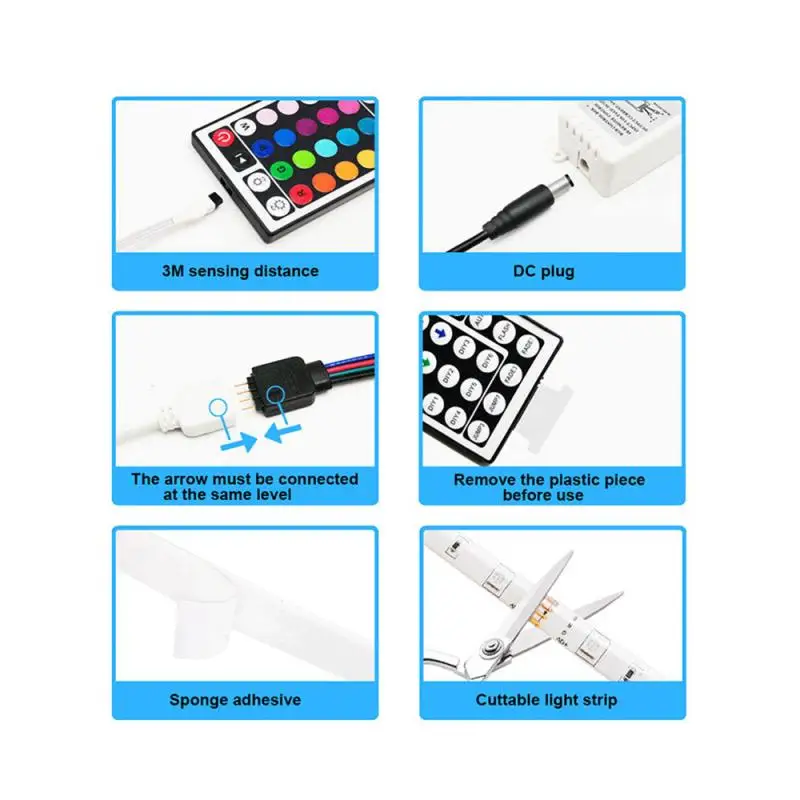 

USB Color Waterproof LED Strip Lights 5V 1/2/3/4/5M 5050 RGB Colour Changing TV Backlight Light Strip + 44 Key Remote Beauty