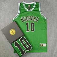 slam cosplay shohoku no 10 sakuragi green basketball jersey tops t shirt sportswear slamdunk basketball team uniform costume