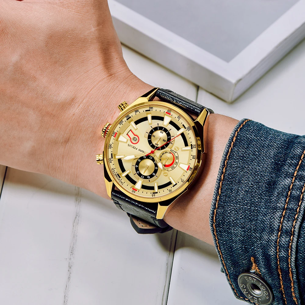 MINI FOCUS Watch Top Brand Men Analog Quartz Watches Chronograph Sport Waterproof Clock Man Wrist Military Men's | Наручные часы