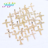 juya diy religious rosary jewelry making accessories handmade gold cubic zirconia christian love star cross charms supplies