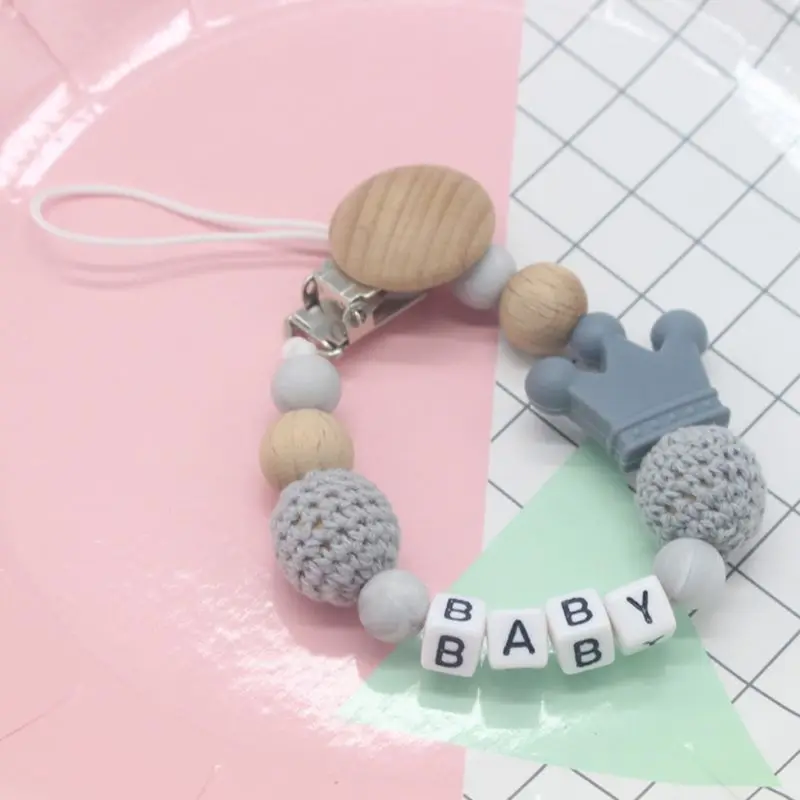 

Cute Baby Appease Pacifier Chains Handmade Silicone Anti-fall Clip Safe Teether