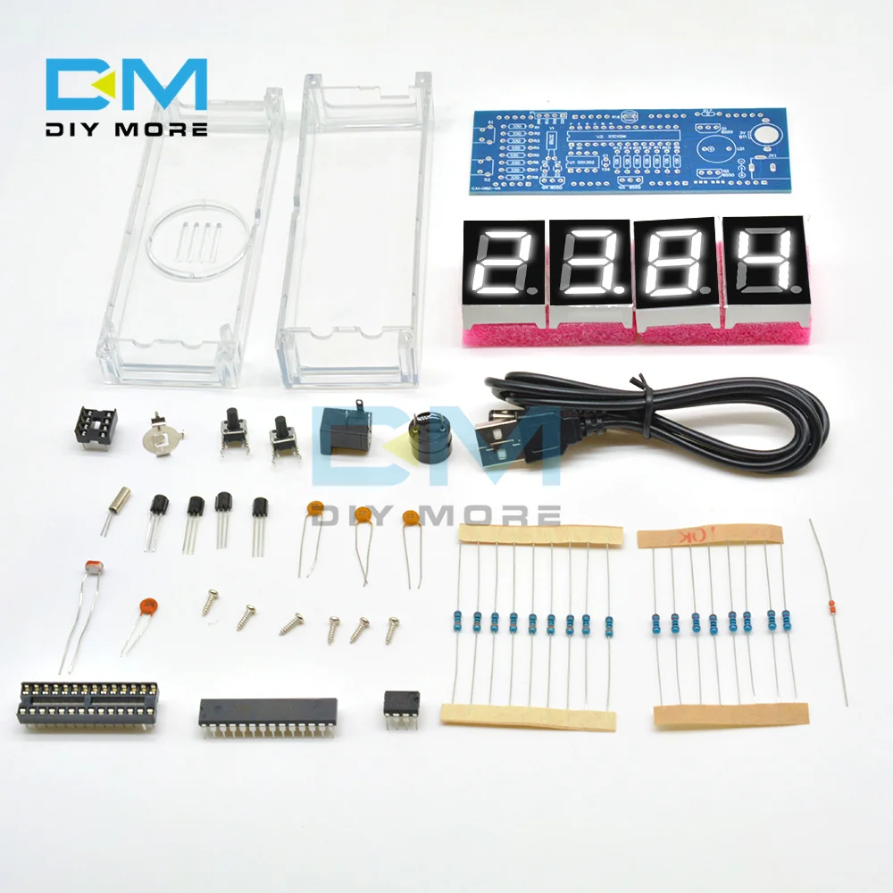Electronic Clock LED Microcontroller Kit Red/Blue/Green/White Digital Clock Time Light Control Temperature Thermometer DIY KIT images - 6