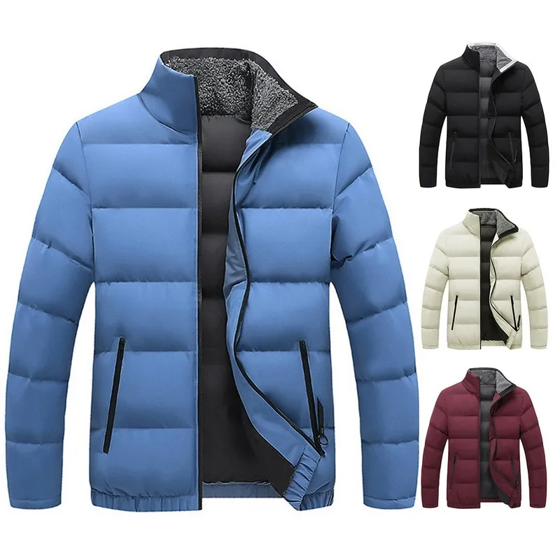 

The New Listing Warm Thick Men Jackets Winter Casual Mens Outwear Coats Solid Stand Collar Male Cotton Padded Down Jacket