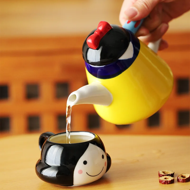 

Cartoon Princess Teaware Ceramic Teapot Teacup with Tea Leak Portfolio Single Afternoon Tea Hand Painted Underglaze Coffee Cup