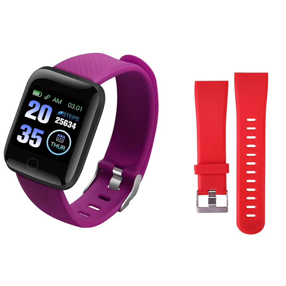 Purple N Red band Rovtop D13 умные часы 116 плюс часы сердечного ритма Смарт-браслет спортивные часы Смарт-браслет умные часы Android - Цвет: Purple N Red band