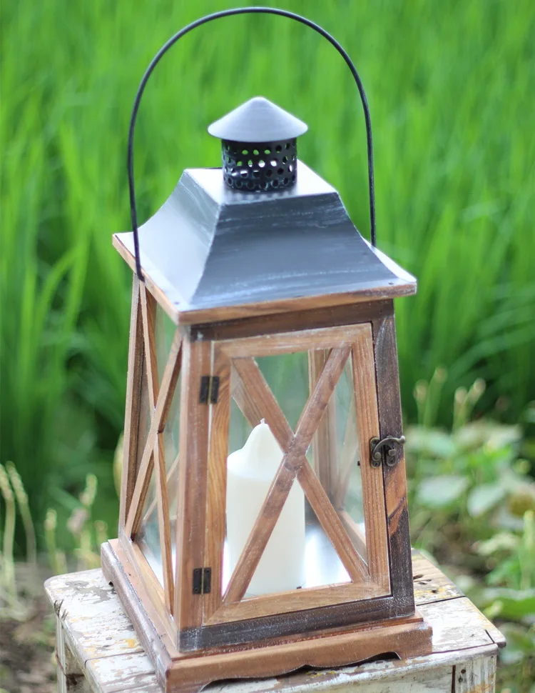 Деревянные стеклянные подсвечники садовая ветровая лампа украшение