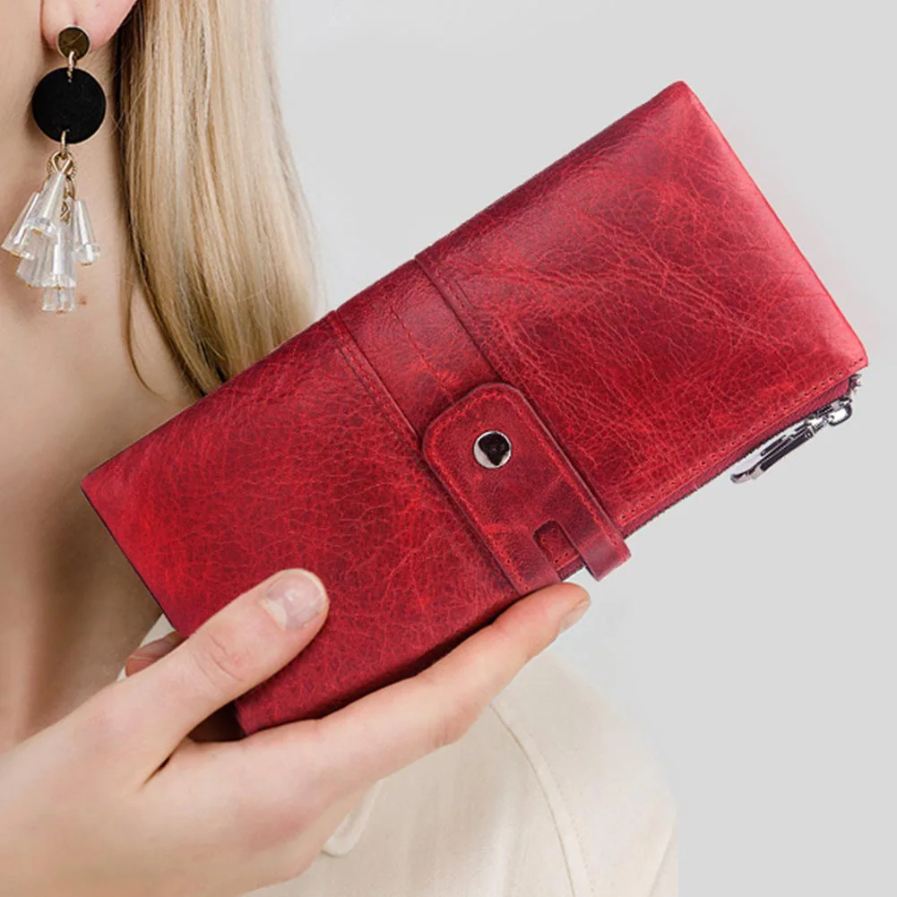 New Fashion Women Wallet 100% Genuine Leather Long Wallets Rfid Walet Red Coin Purse Card Holder Portomonee Handbag For Ladies | Багаж и