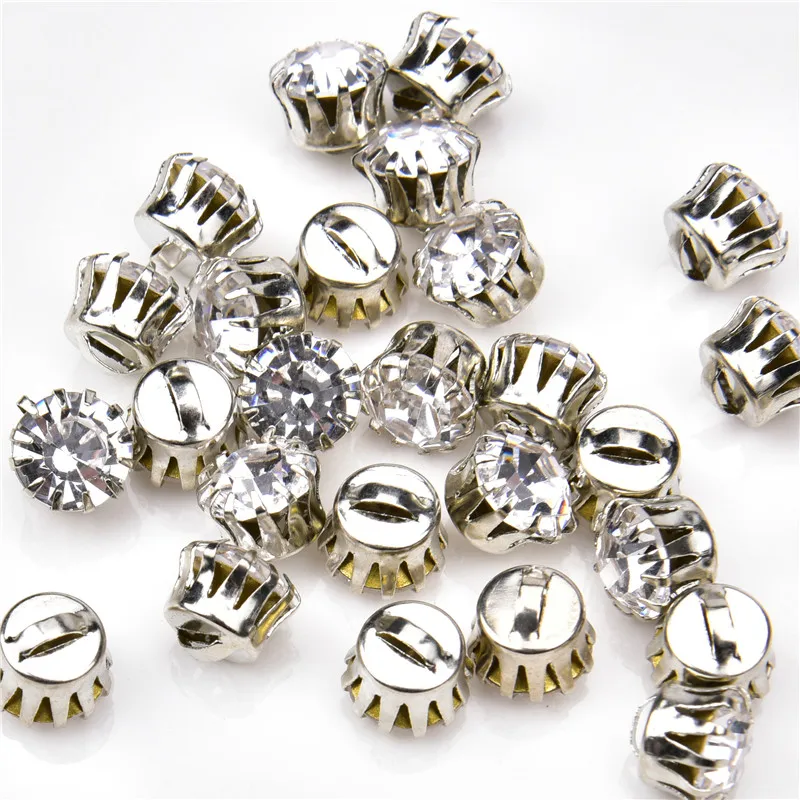 8 мм 100 шт./пакет Высокое качество прозрачного хрусталя Стразы Кнопки Подвески