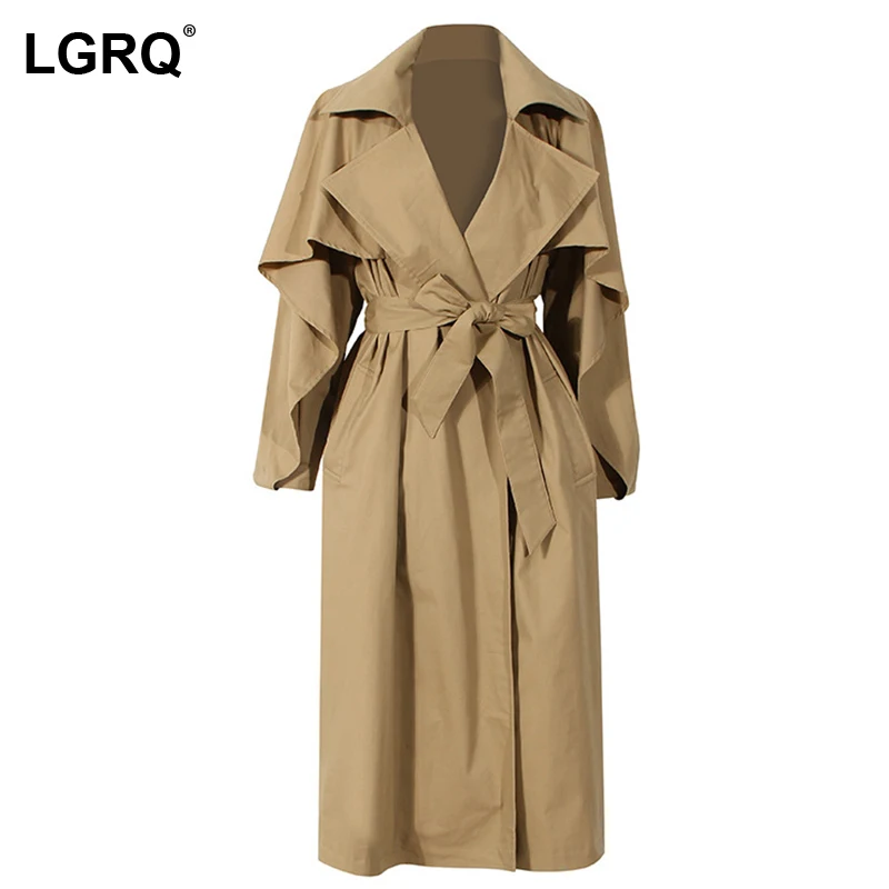 

Женская свободная ветровка [LGRQ], черная ветровка с длинным рукавом и отложным воротником, свободного покроя, 19D4282, весна-Зима 2021