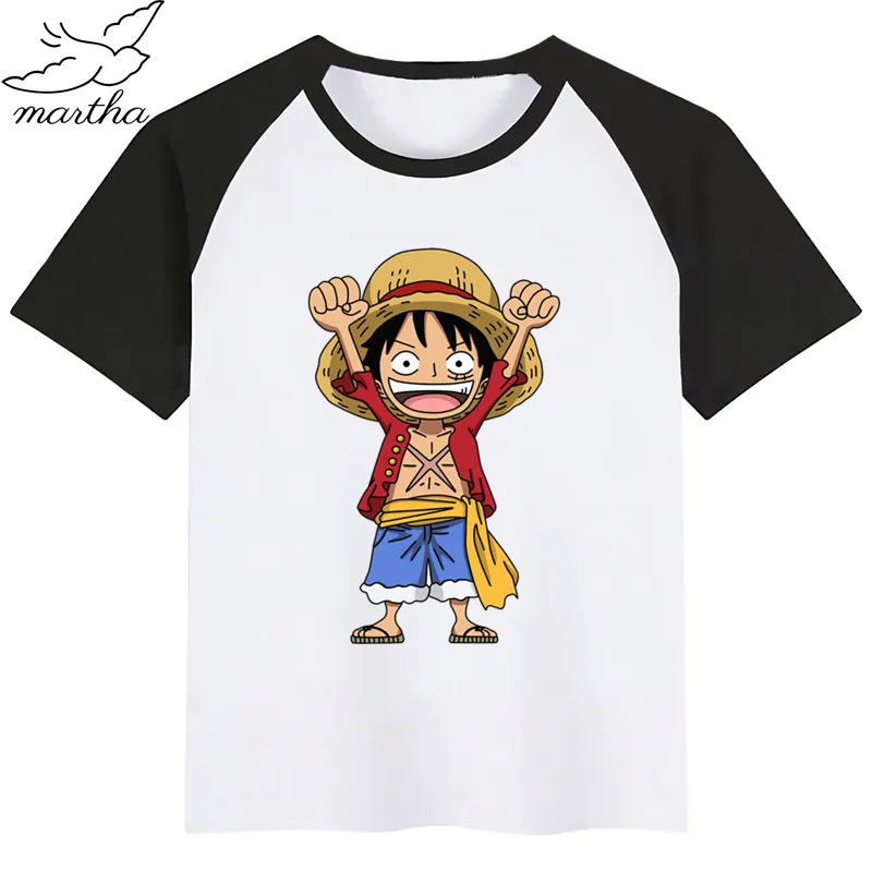 Забавная футболка с Луффи для мальчиков и девочек Детские топы героями