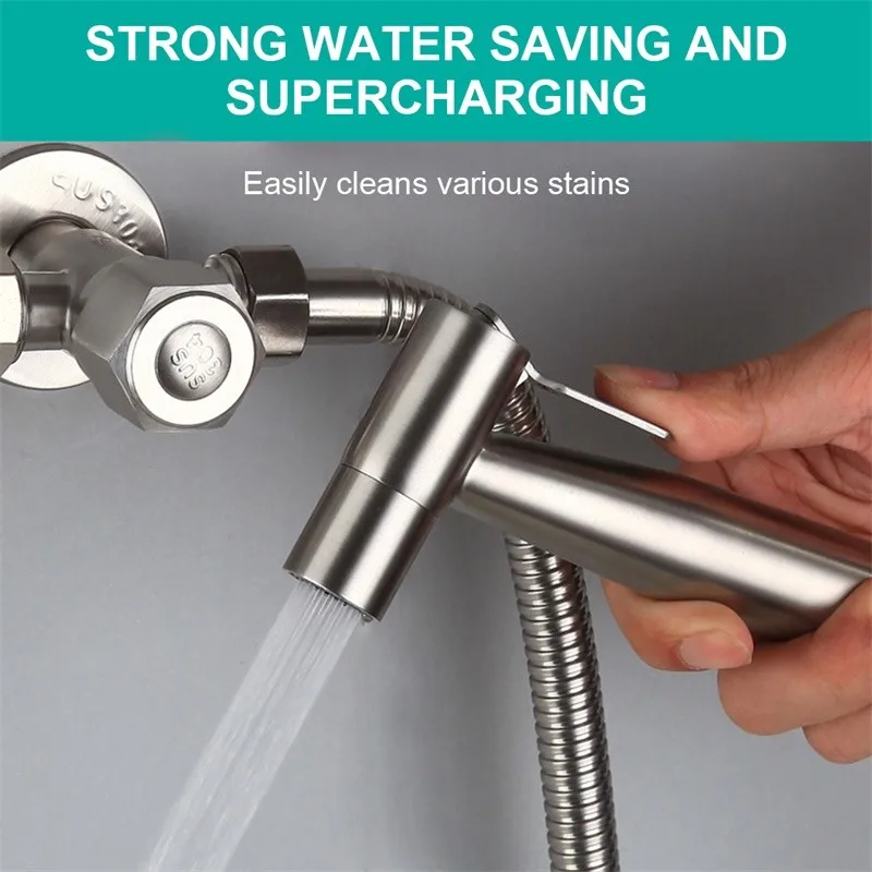 

304 Stainless Steel Hand Held Toilet Bidet Faucet Sprayer Bidet Set Sprayer Toilet Spray For Bathroom Self Cleaning Shower Head
