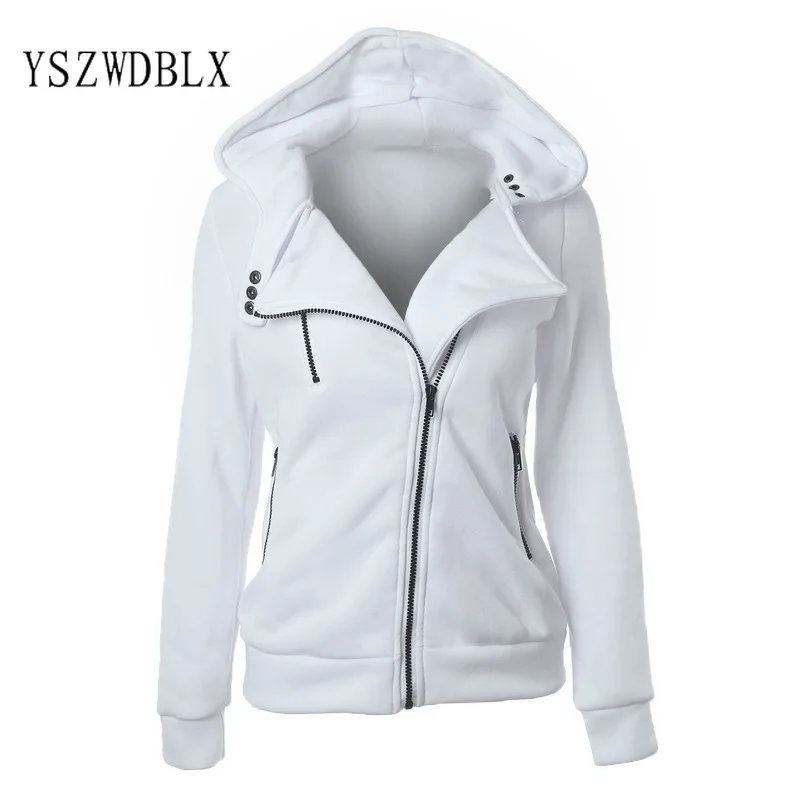

Casual Autumn Winter Women Sweatshirts 2021 White Zipper Front Harajuku Slim Womens Jackets and Coats Hooded Hoodies